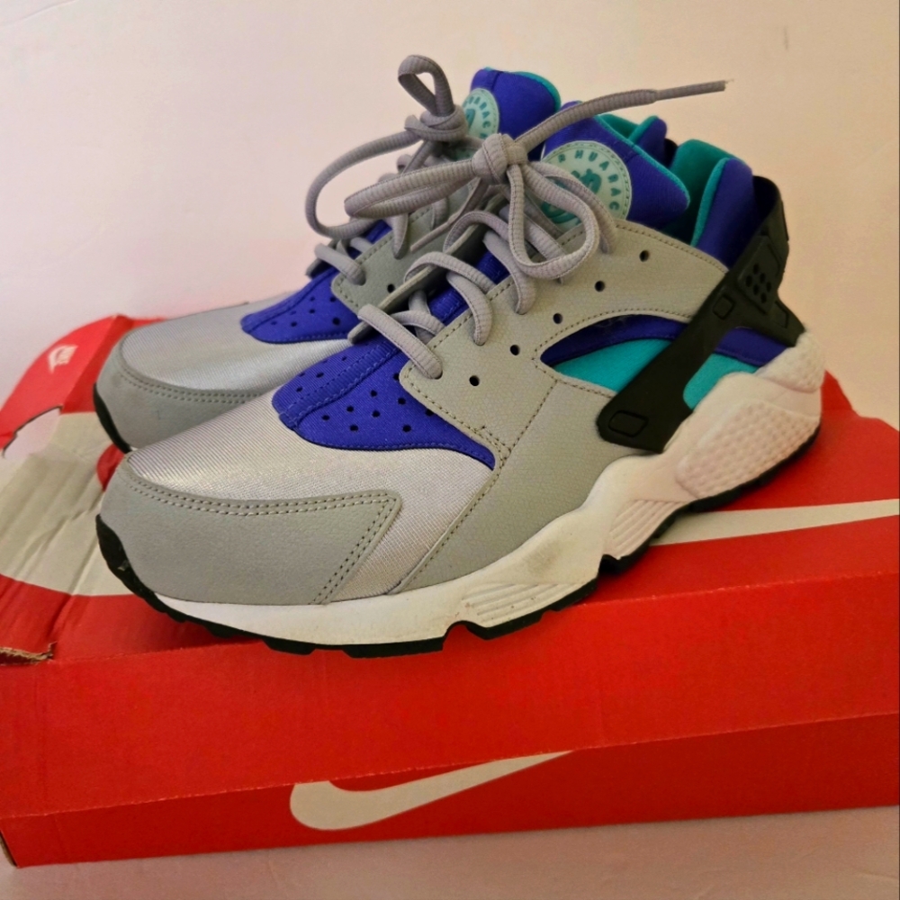 Nike Air Huarache Gray Blue Sneakers Womans 10